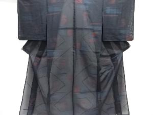 大正ロマン　紗刷毛目模様織り出し着物